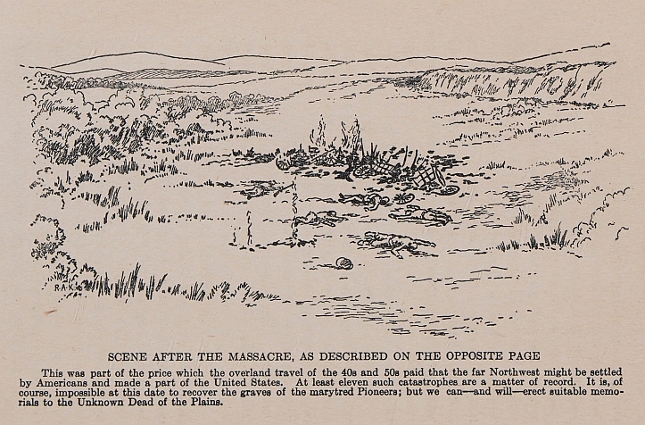 SCENE AFTER THE MASSACRE, AS DESCRIBED ON THE OPPOSITE PAGE